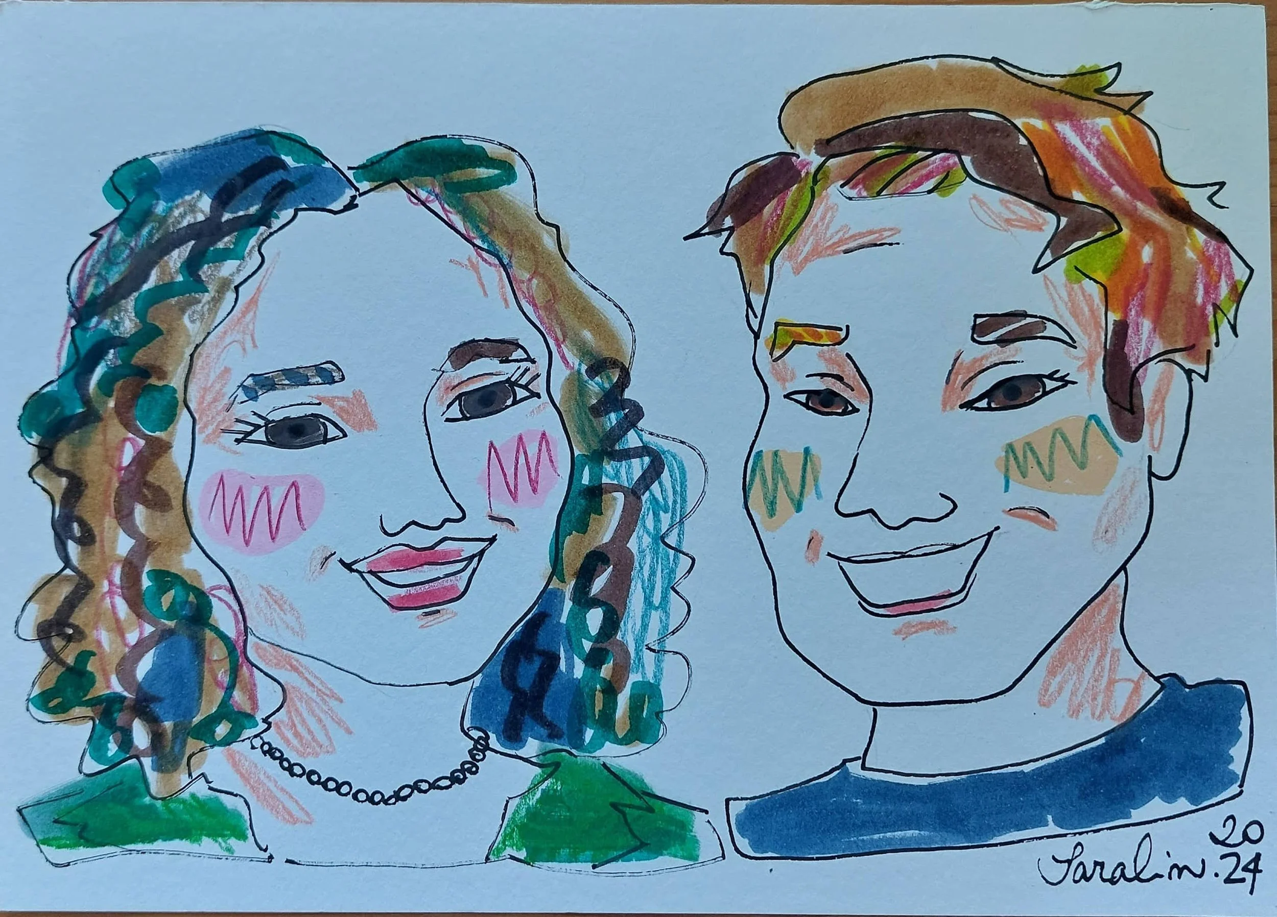 Illustrated faces of The Culinary Tourists travel duo