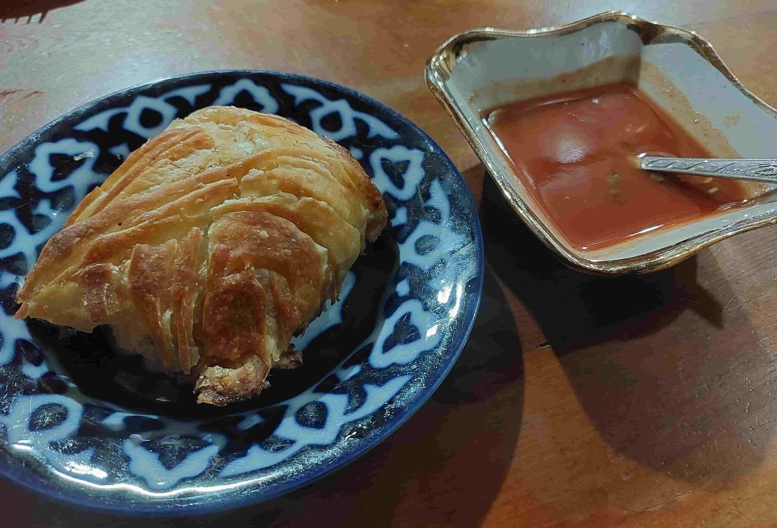 Uzbek samsa baked pastry filled with minced meat and onions traditional snack
