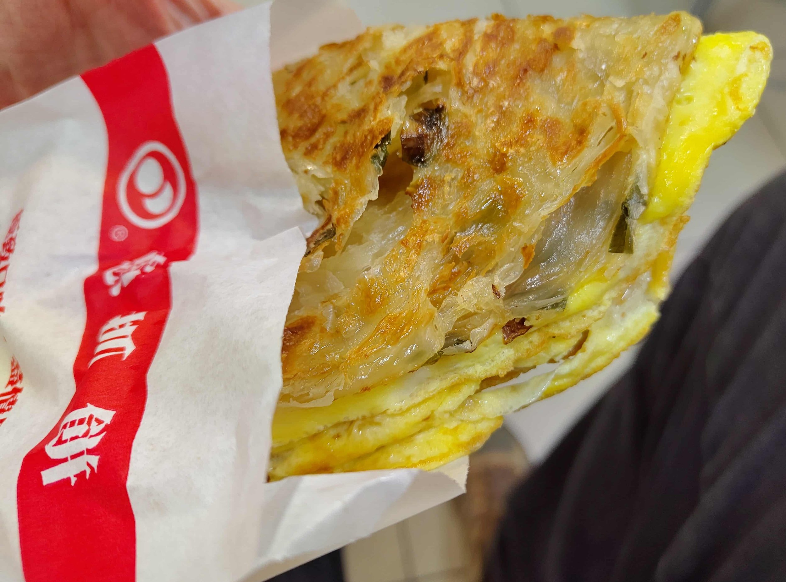Cong you bing with egg – Taiwanese scallion pancake filled with egg