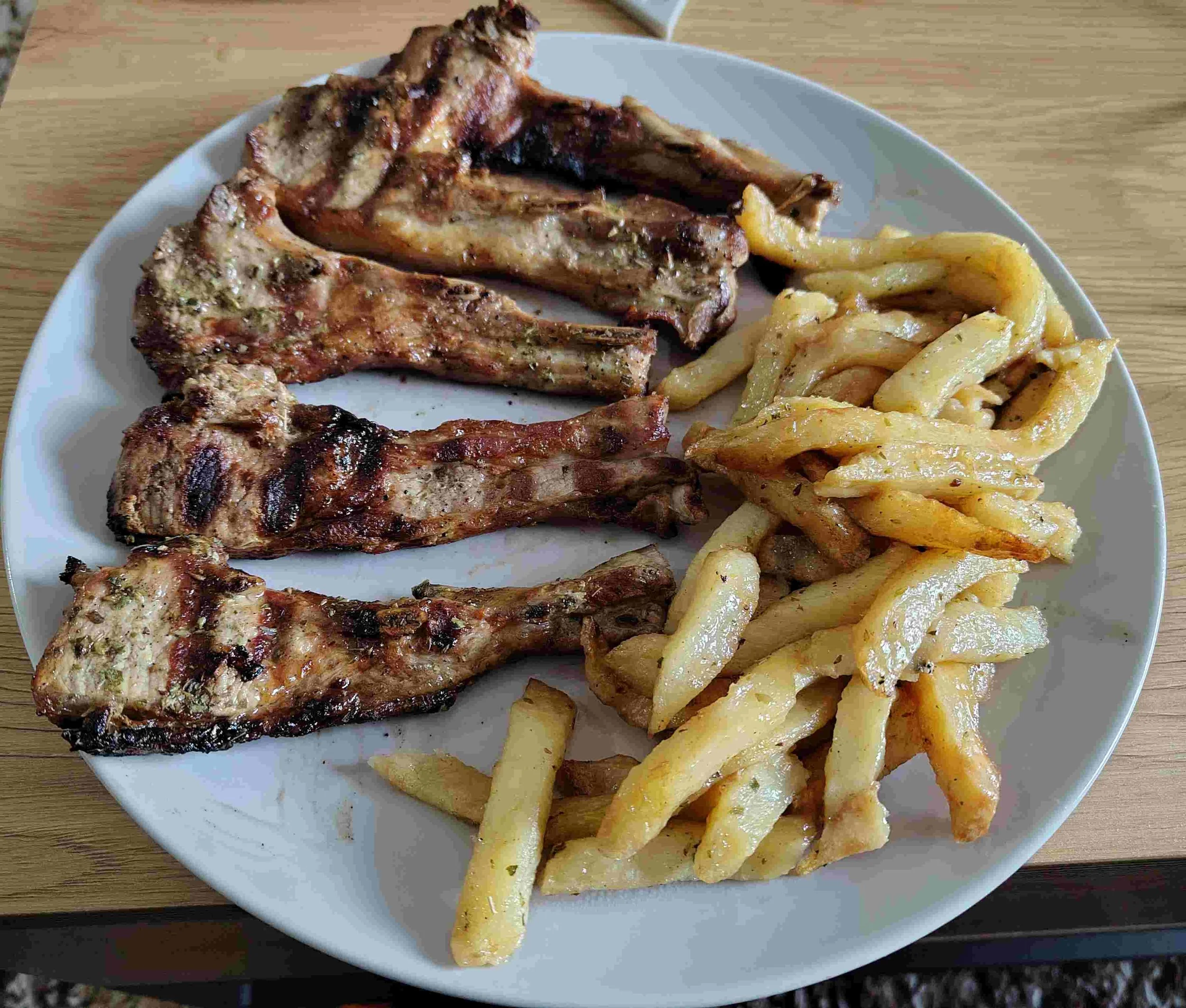 Paidakia – Greek grilled lamb chops served with fries