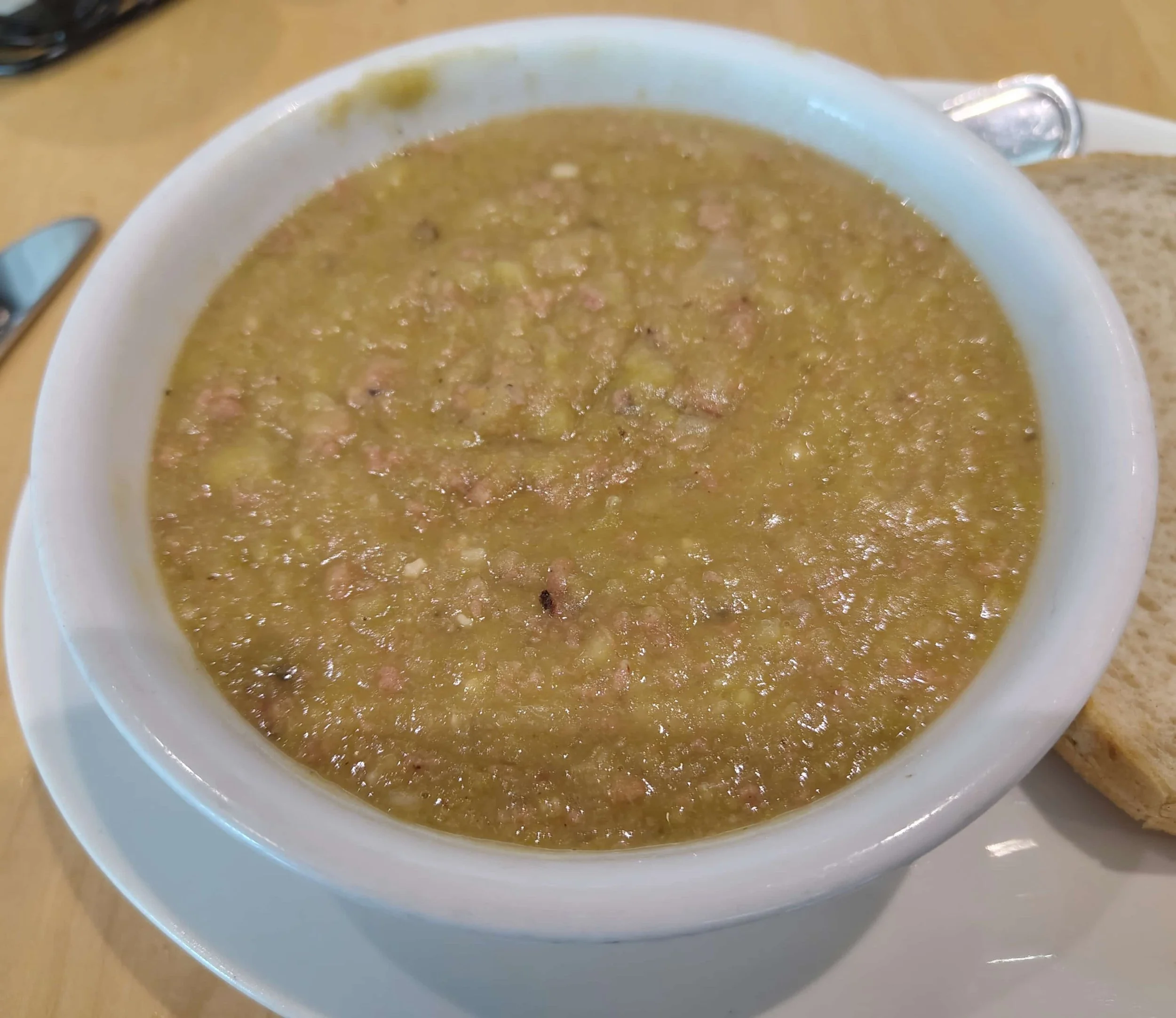 Canadian split pea soup – soup made with yellow split peas, vegetables, and smoked pork