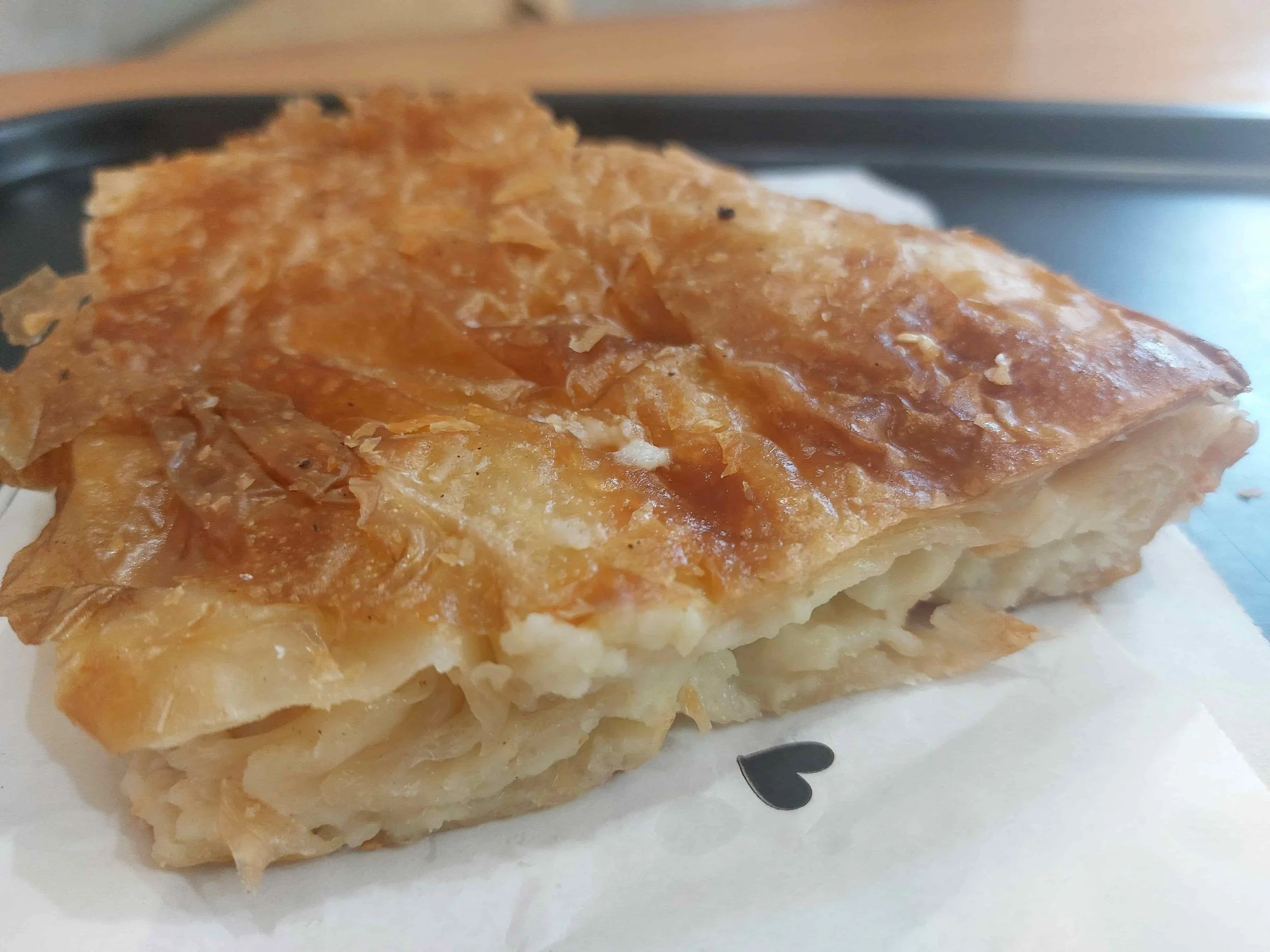 North Macedonian cheese burek flaky pastry filled with soft white cheese