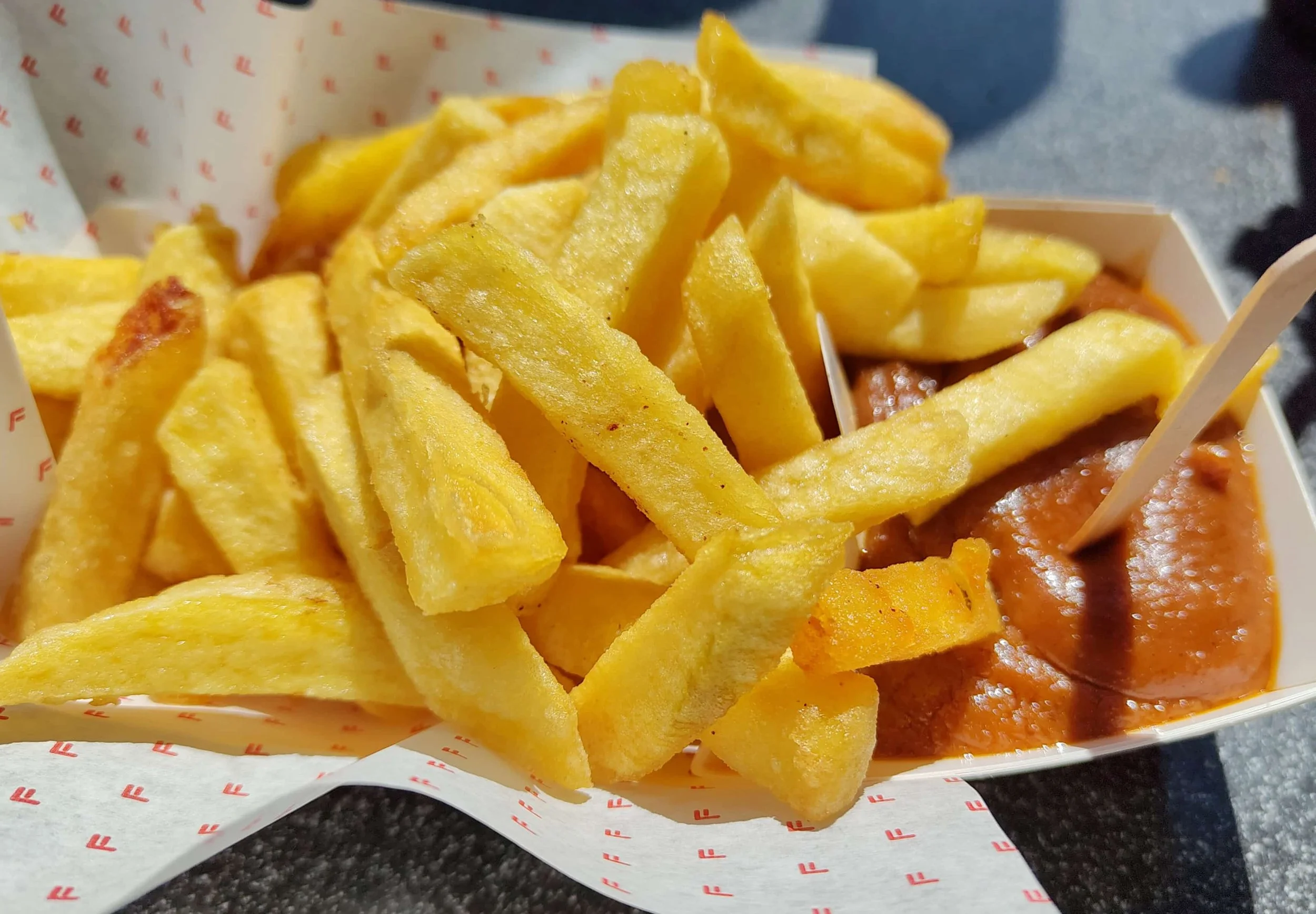 Dutch frites served with satay sauce