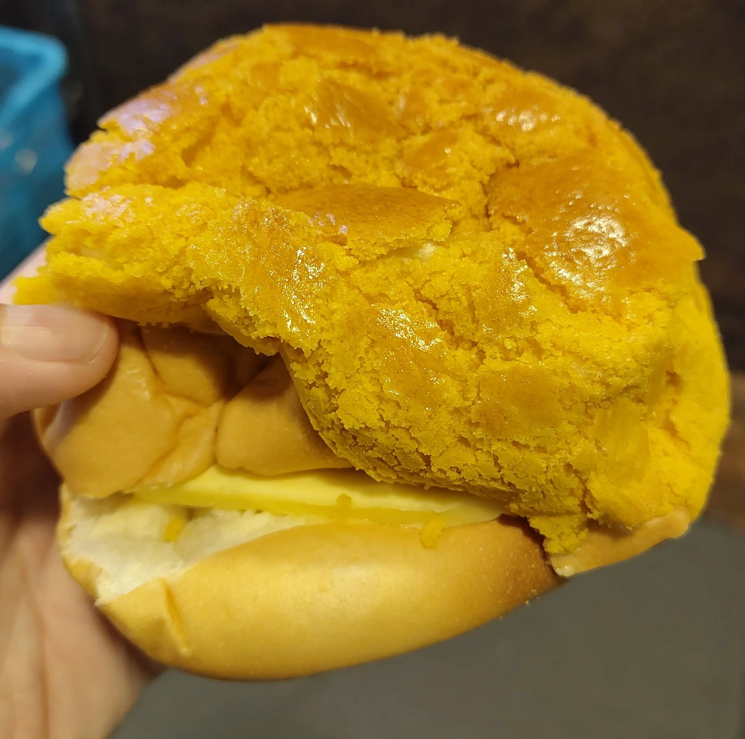 Hong Kong pineapple bun with a slice of butter inside
