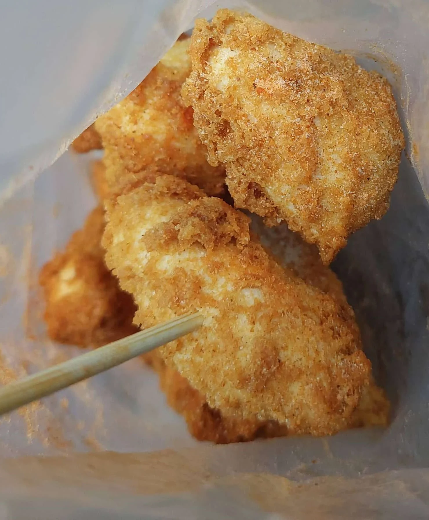 Indonesian otak-otak goreng fish cake, crispy on the outside and soft inside