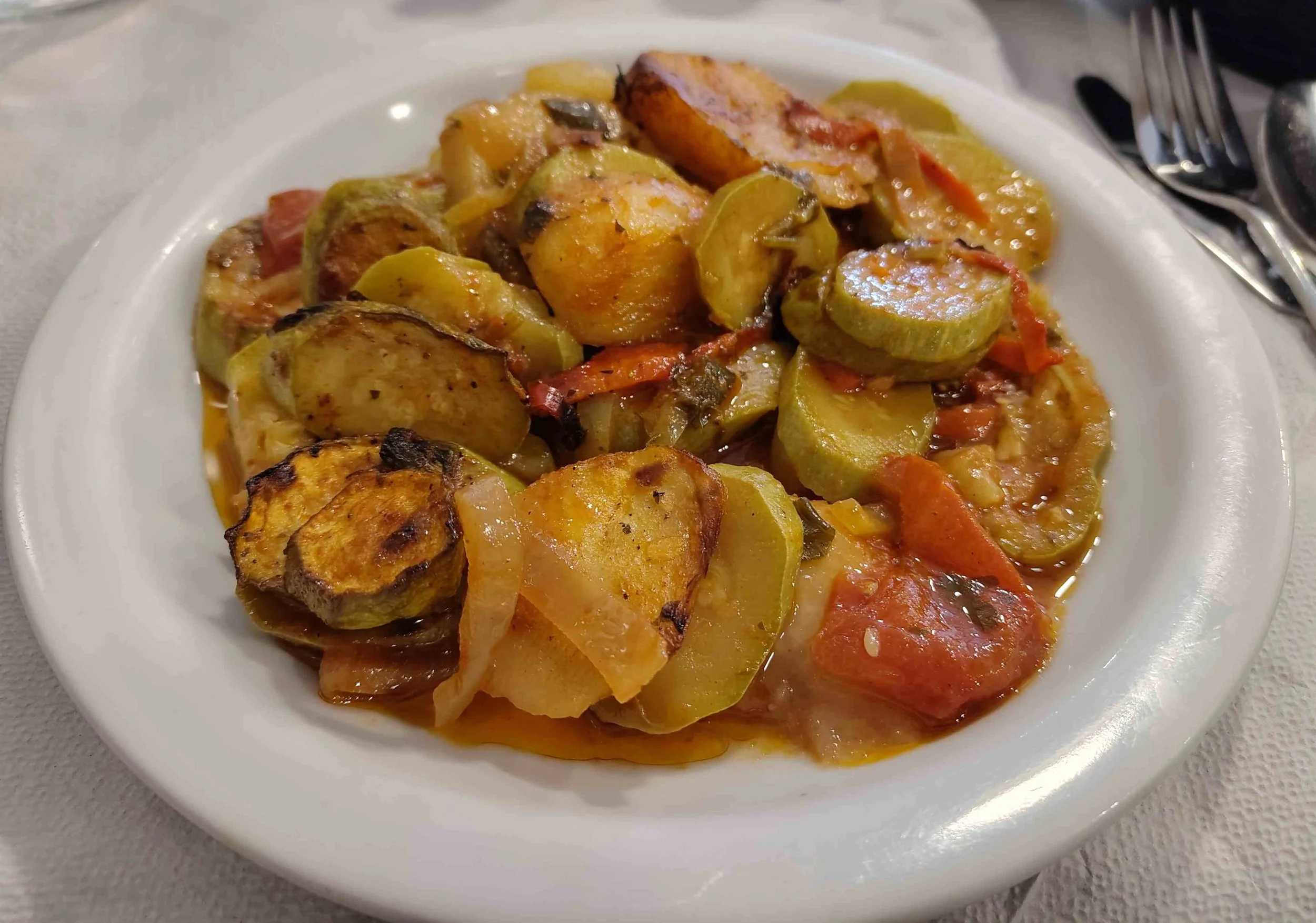 Briam – traditional Greek roasted vegetable dish with olive oil