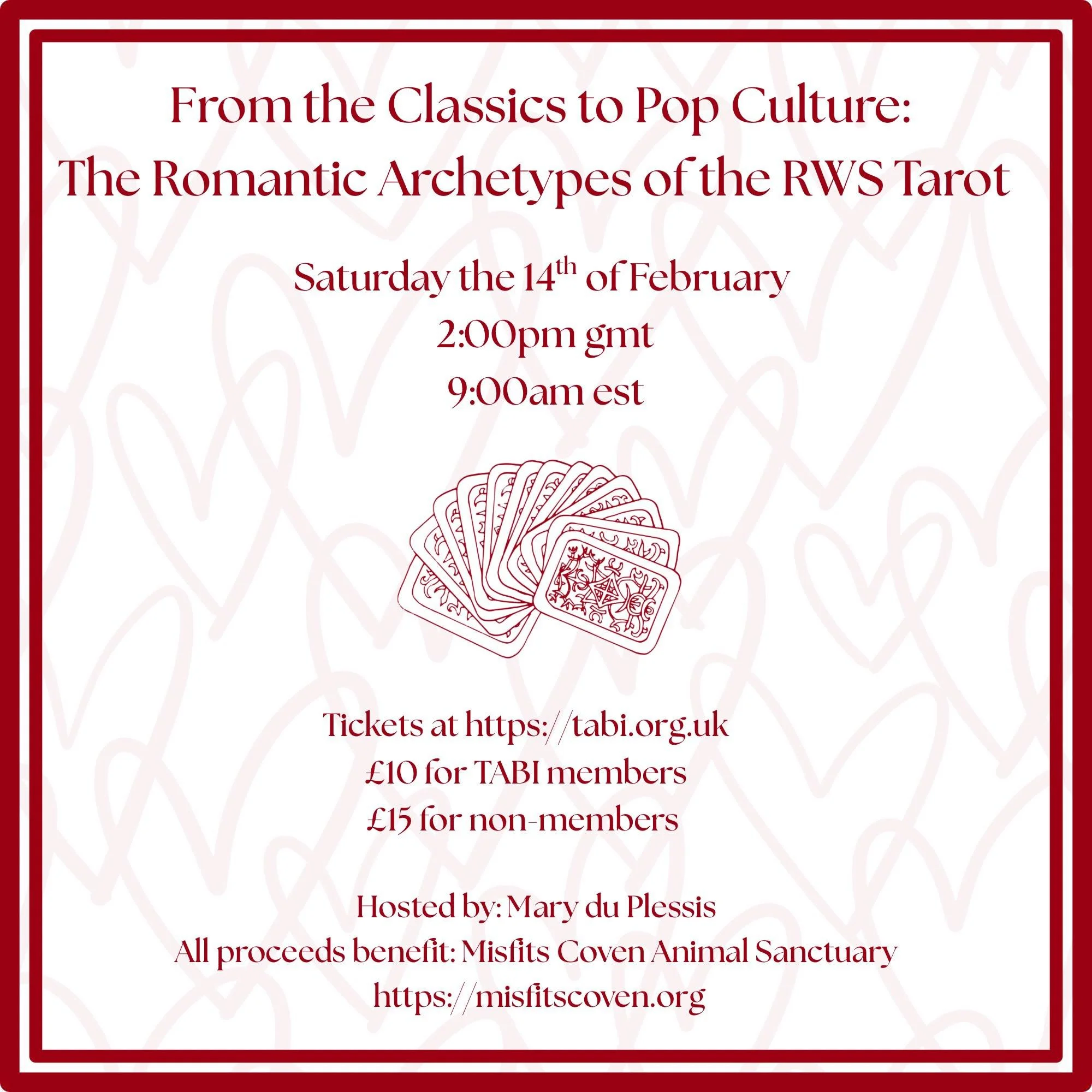 Join an amazing tarot workshop to benefit the Misfits!