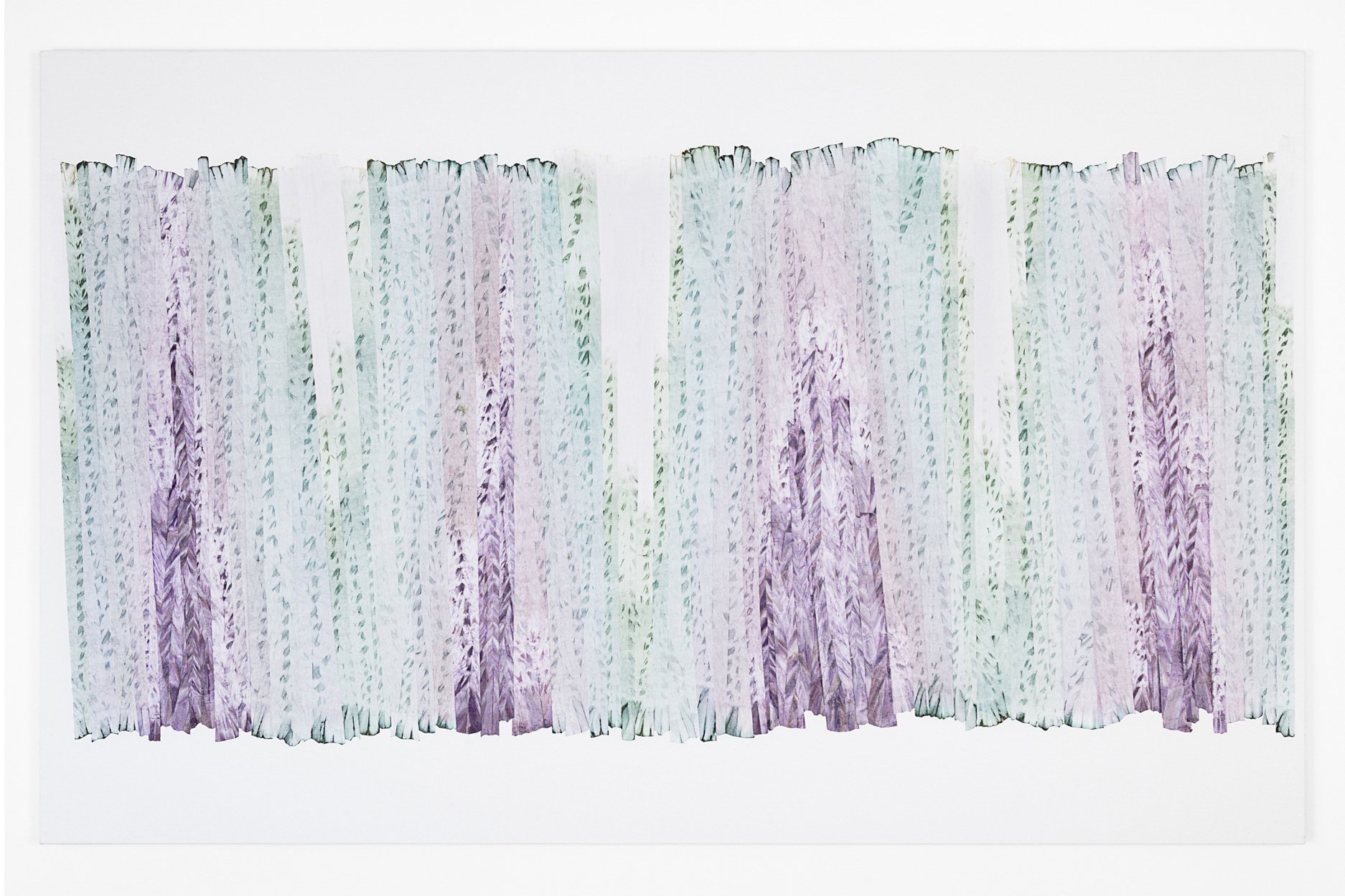 Look into the path, 2023, Watercolor-dyed paper on canvas, 46" x 27"
