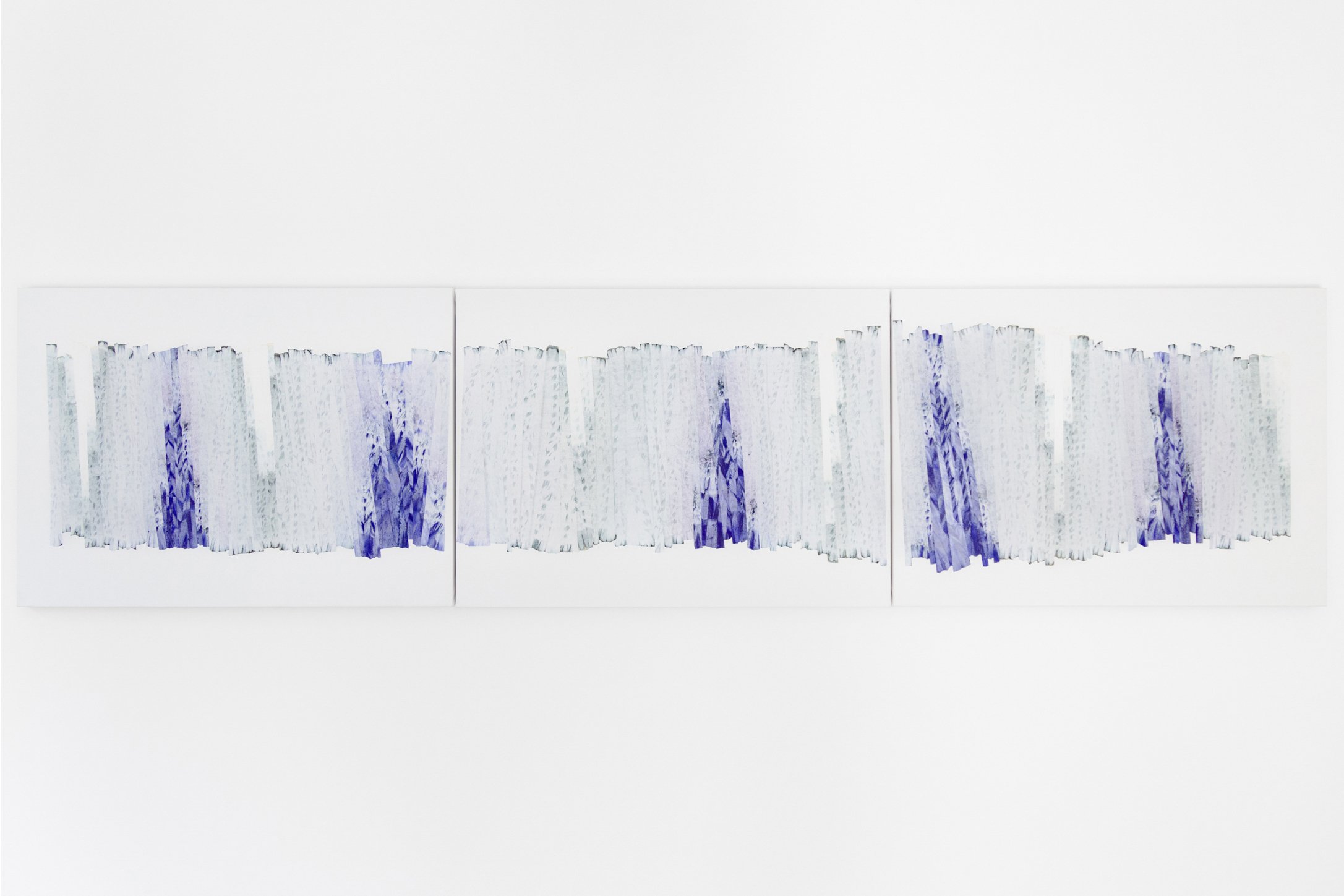 Look into the path, 2023, Watercolor-dyed paper on canvas, 26" x 18" (each)