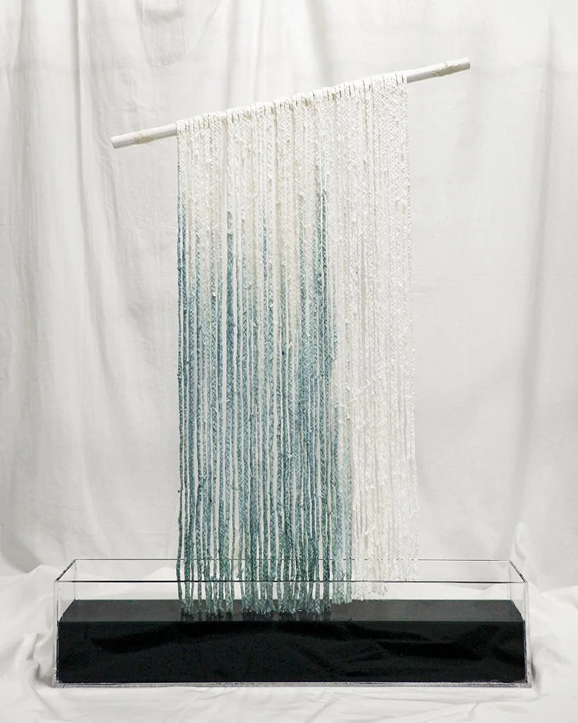 Imbalance, 2023, Watercolor-dyed paper, acrylic box, 28 x 4 x 41 in