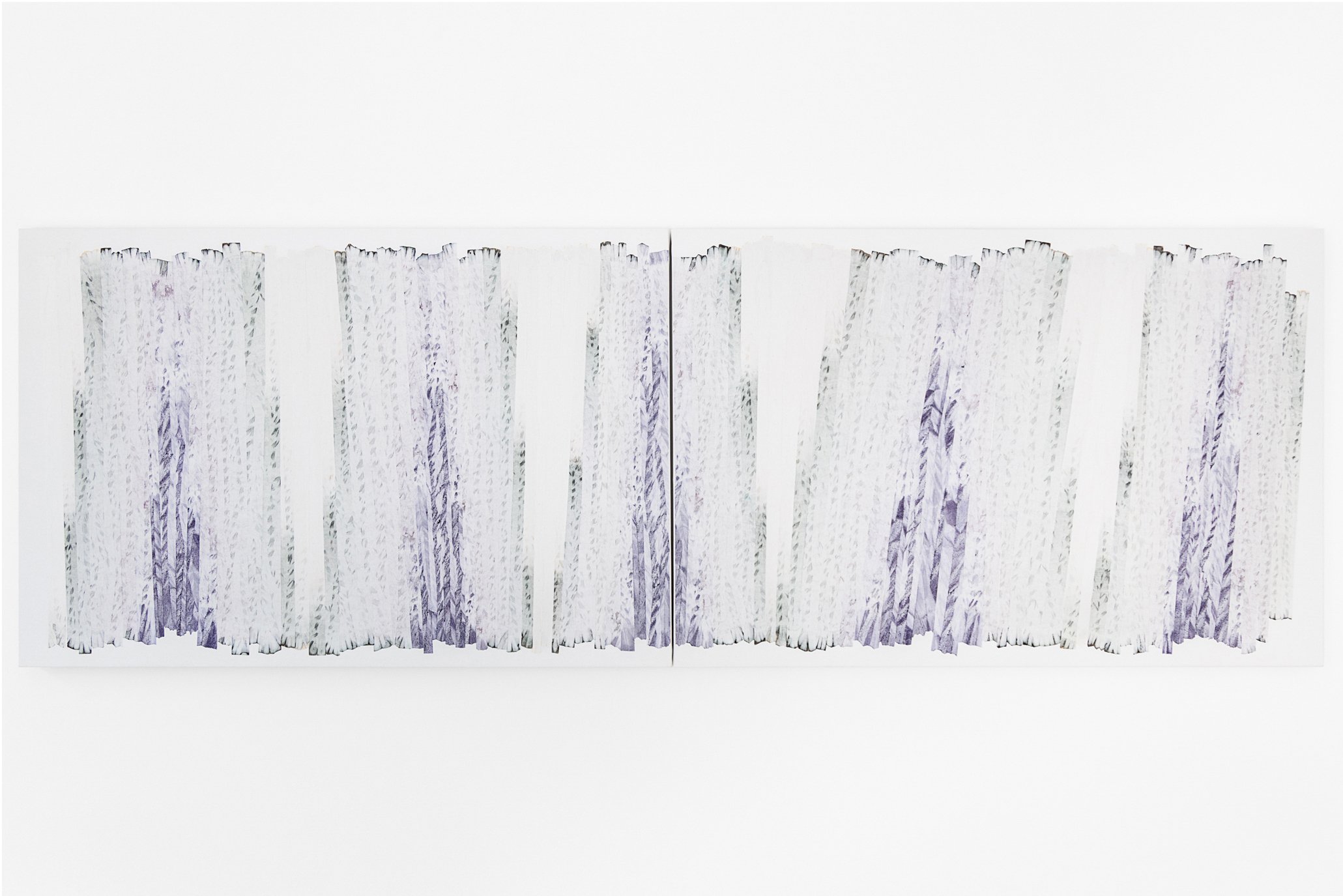 Look into the path, 2023, Watercolor-dyed paper on canvas, 32" x 21" (each)