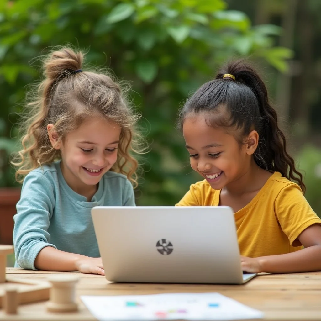Children learning together in a live online Montessori school