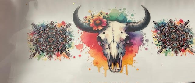 Multicolor Cow Skull