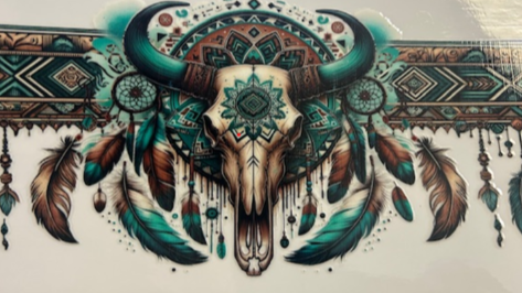 Teal Bull Skull
