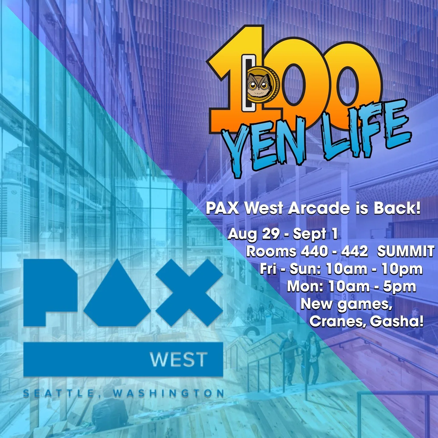 We're honored to provide for #paxwest 's arcade for the third consecutive year!
Plenty of returning favorites such as Chunithm, maimai, Touhou, Quick & Crash, and Cranes!
We've also got several games that aren't available at our retail locatio