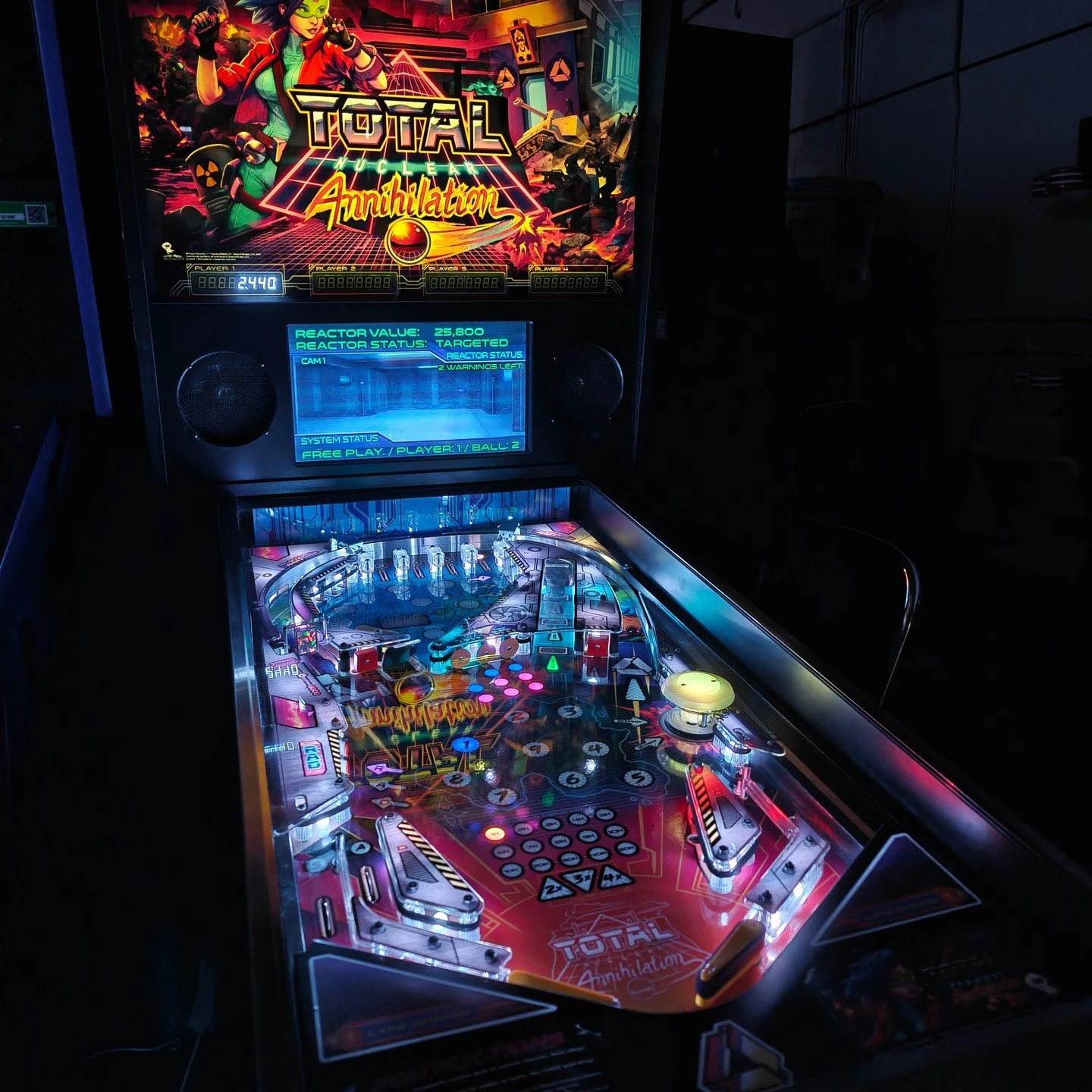 One of our most fast paced pins is finally back at gamecenter! 
It took some time for the parts to arrive but Total Nuclear Annihilation  is back and looking good!