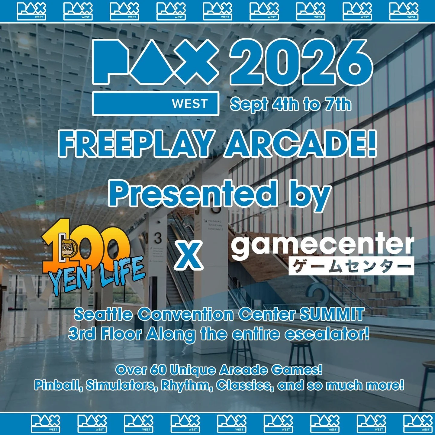 The 100 Yen Life crew is busy loading out for PAX West, but Gamecenter will be open for our typical hours, Tuesday through Sunday! If you aren't attending PAX, there's still plenty of fun to be had at Gamecenter, so come through!!
