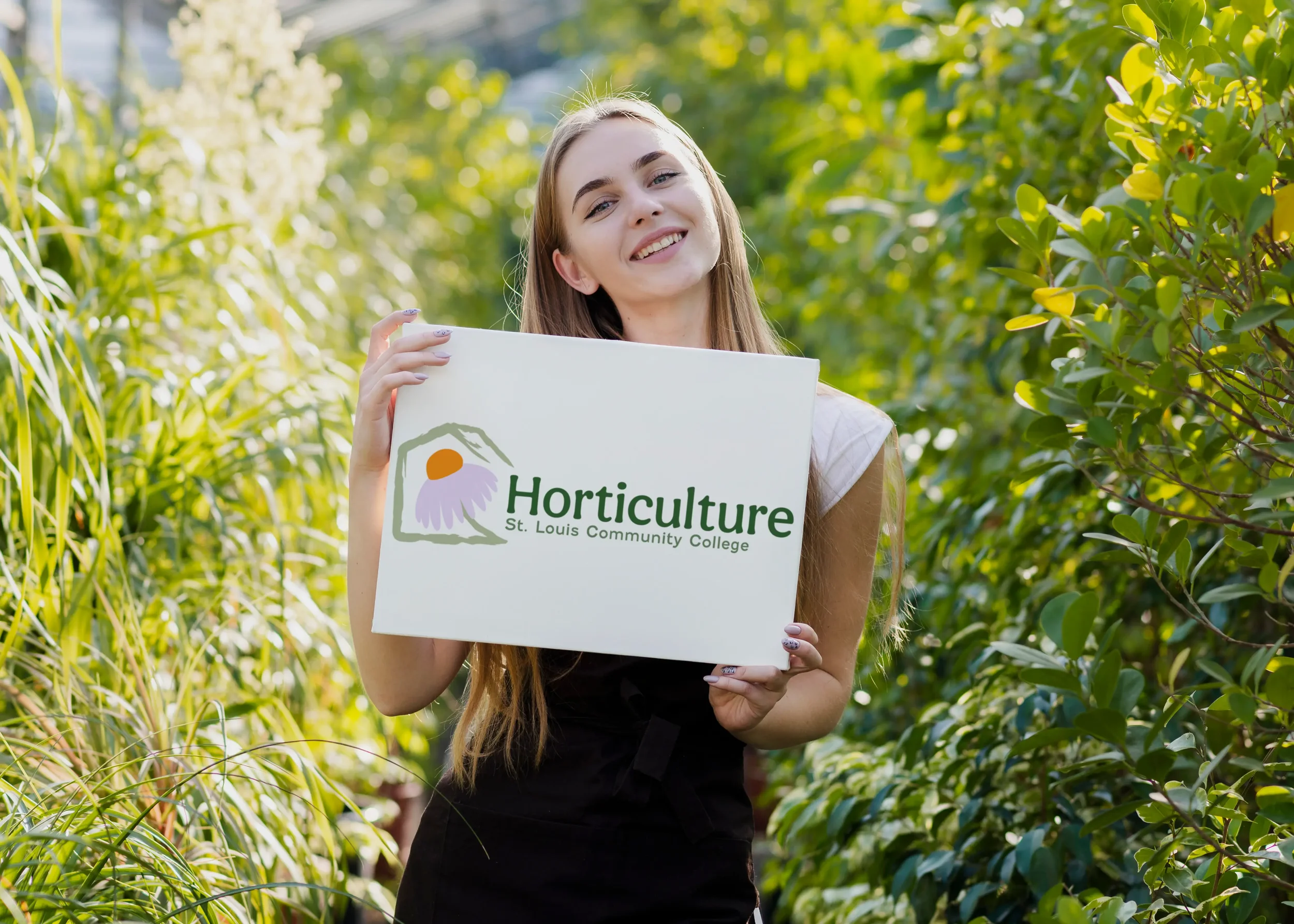 Lady Holding Sign Mockup.webp