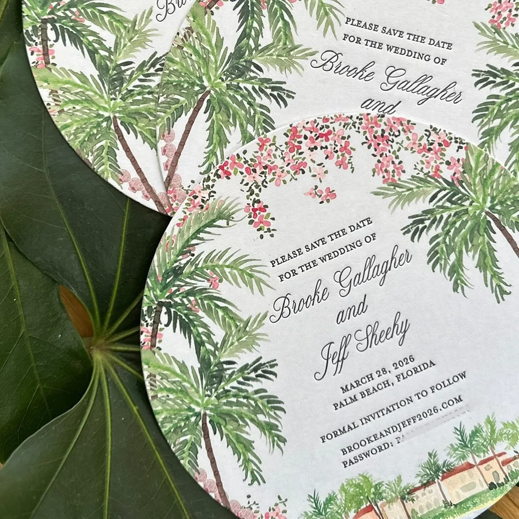 Save the Dates in all their finest&hellip;watercolor + letterpress + round die cut = 🩷💚
#cuatomsavethedates #customweddingpaper #weddinginvitations #customweddinginvitations