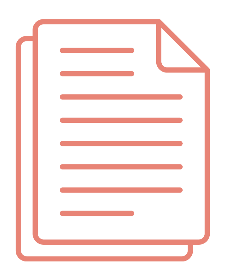 Outline drawing of a single sheet of paper with horizontal lines, showing text, placed on top of a slightly larger sheet of paper.