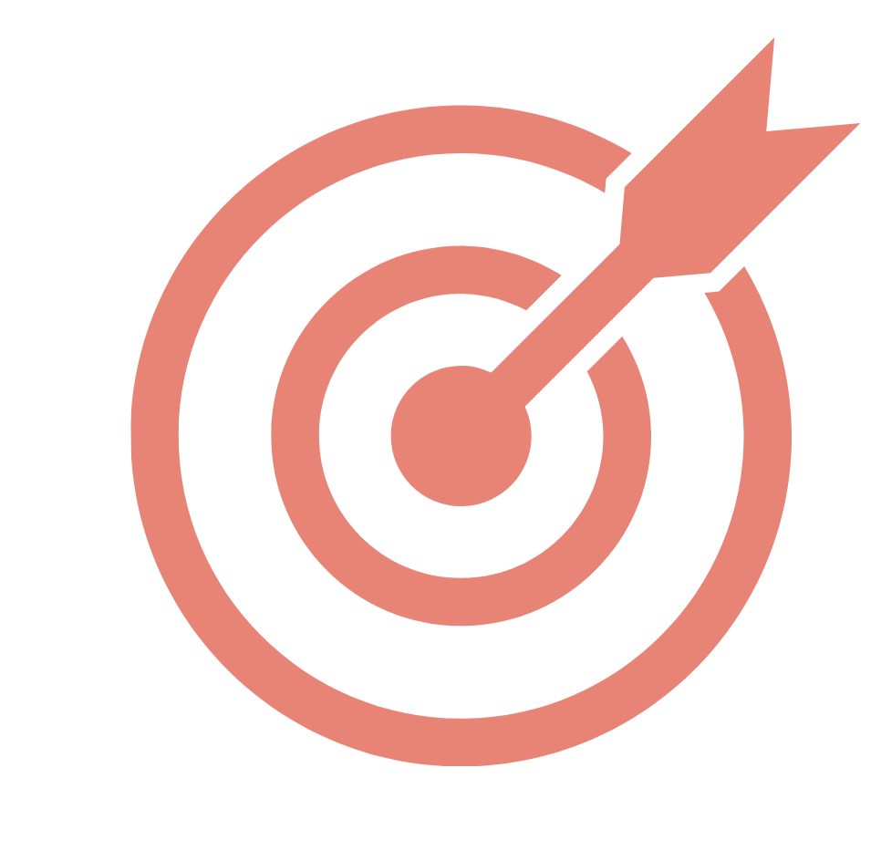 Pink target with an arrow hitting the bullseye.