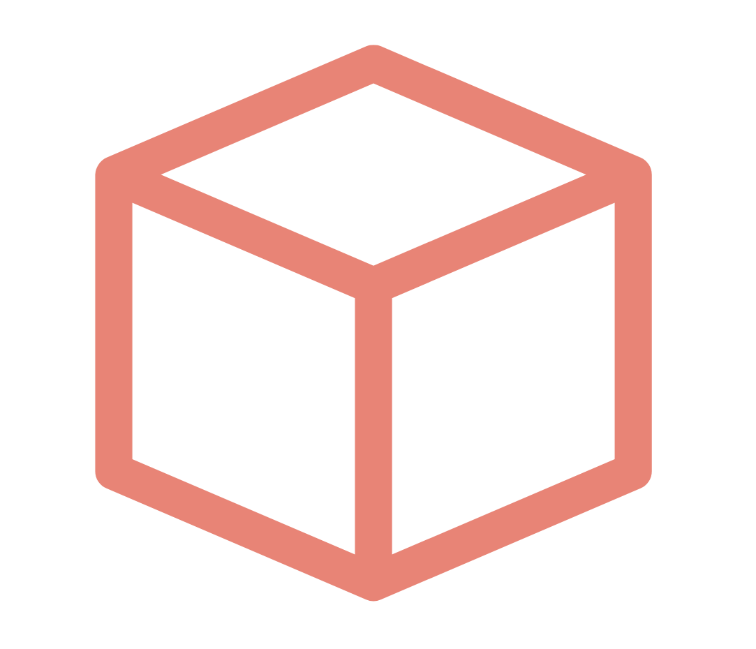 Illustration of a 3D cube outline in pink.