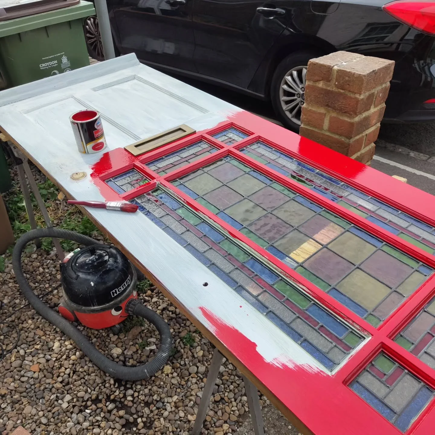 A fresh coat of paint can make all the difference!  We sanded and painted this door and surround, giving it a brand new look.  The red door really pops! #doorpainting #renovation #DIY #reddoor 

Work completed under instruction from Bespoak