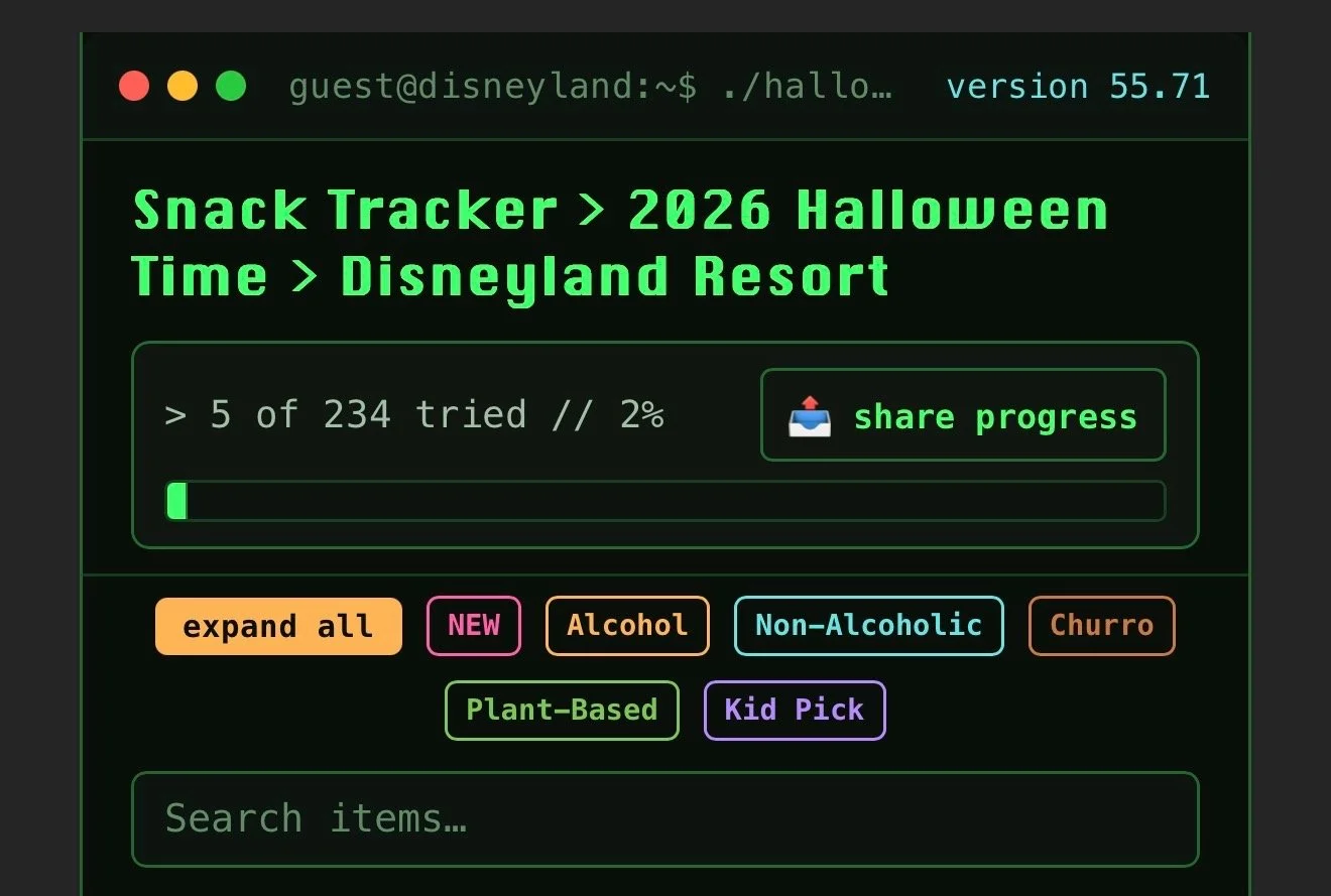 disneyland snack tracker favorites panel