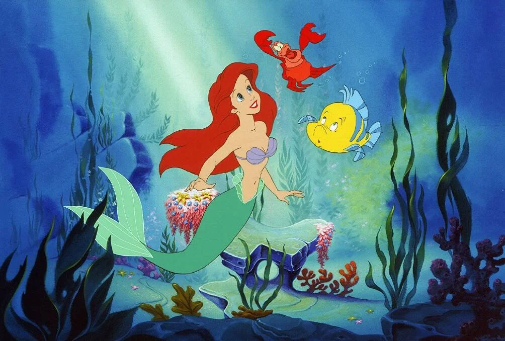 the little mermaid with Sebastian and Flounder