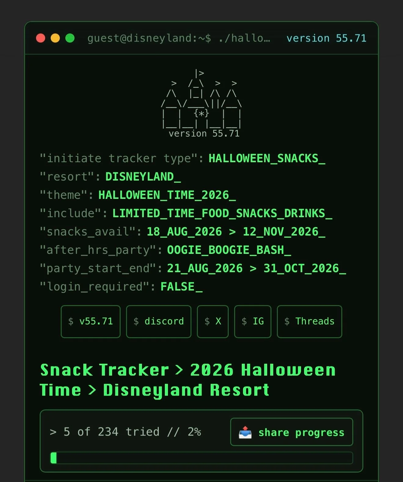 snack tracker Disneyland Halloween Home Screen