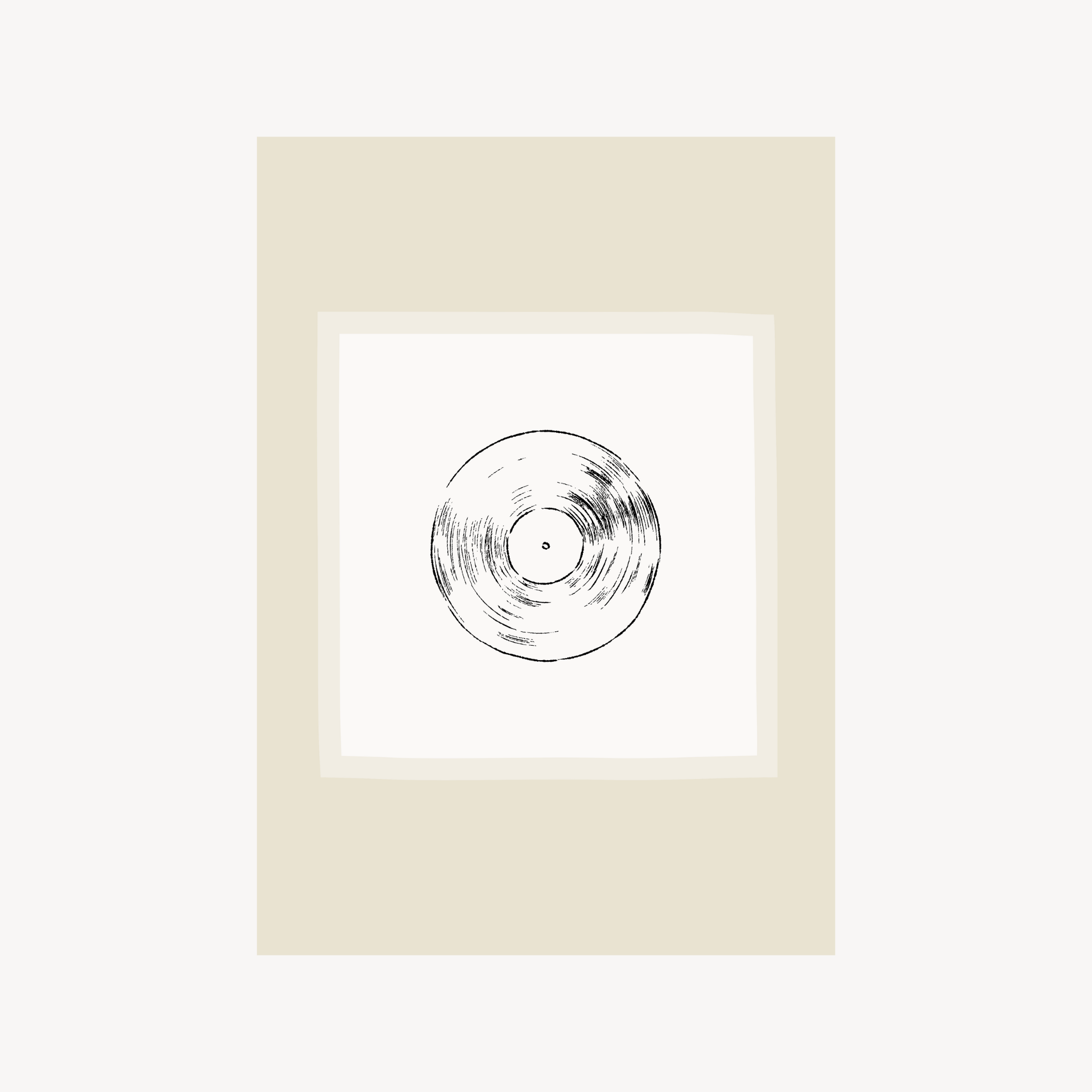 Minimal line-art illustration print of a music disc.