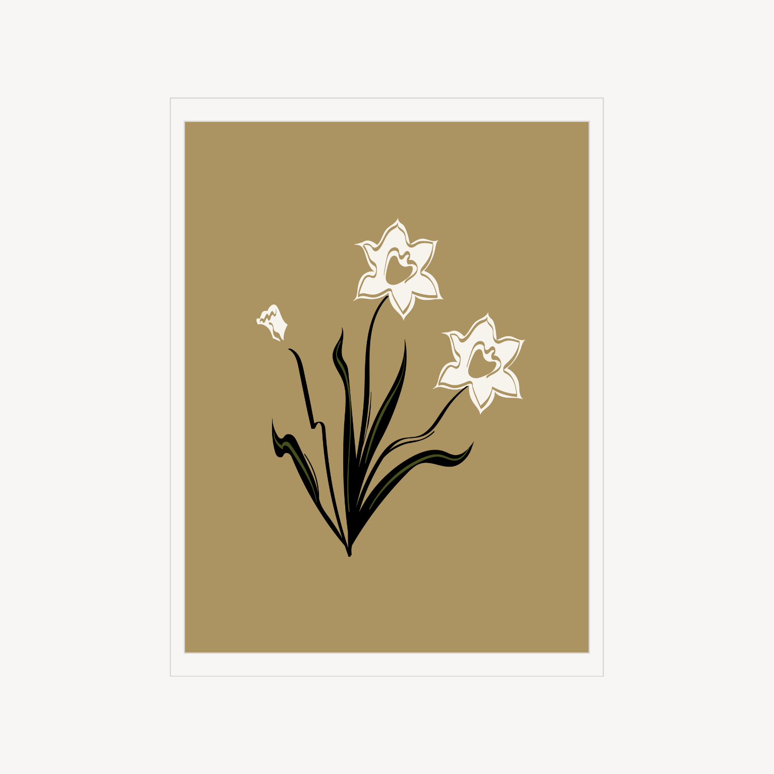 Minimal line-art illustration print of a flower.