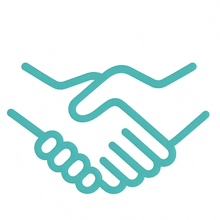 Line drawing of a handshake symbol.