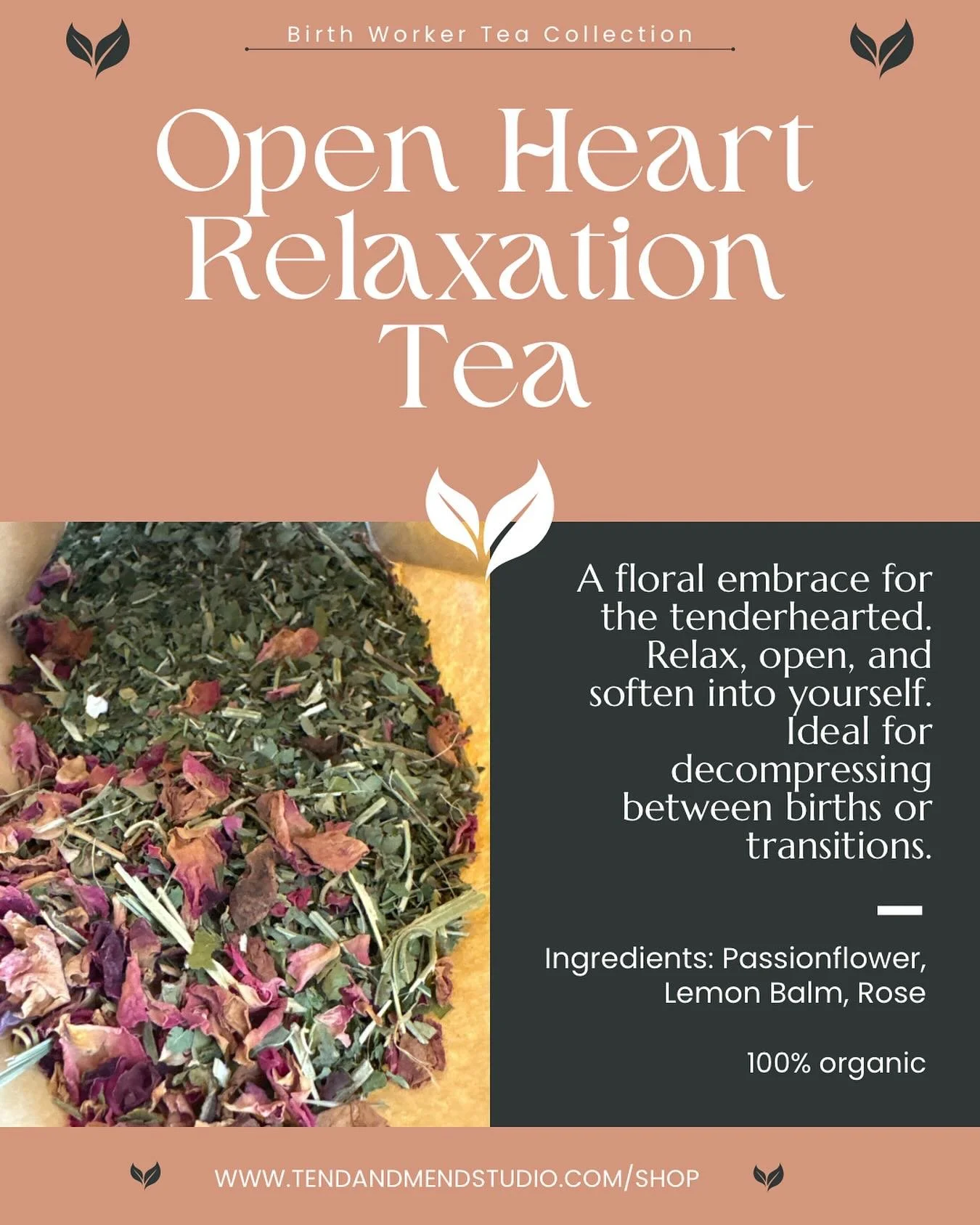 This month, we are highlighting the Birthworker Tea Collection! Our set of four homemade, organic herbal blends crafted to support birthworkers through every phase—preparation, presence, recovery, and rest. Grounding, energizing, and made with