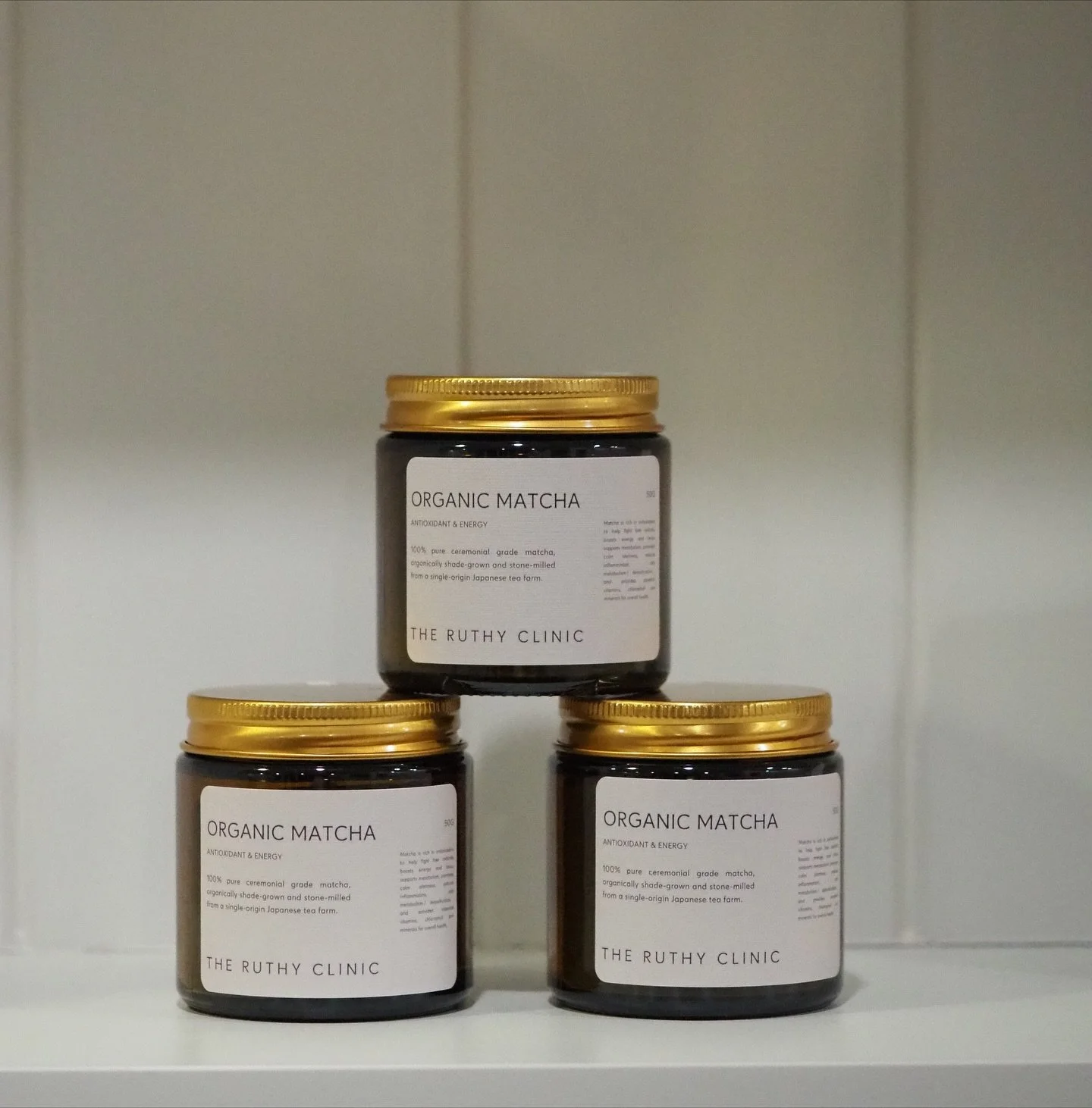 The Ruthy Clinic Matcha

Freshly ground every 6 months for peak potency &mdash; ensuring it&rsquo;s 100% fresh and vibrant.

Sustainably harvested in Yame, Fukuoka (Japan), one of the rarest matcha regions in the world &mdash; representing less than 