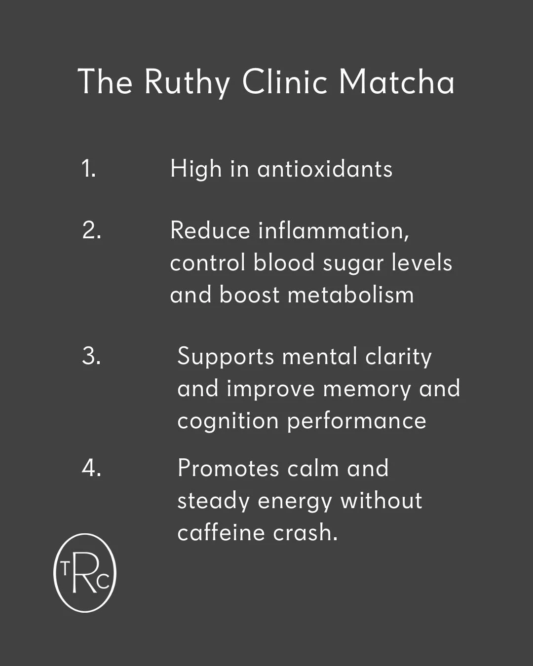The Ruthy Clinic Matcha

Freshly ground every 6 months for peak potency &mdash; ensuring it&rsquo;s 100% fresh and vibrant.

Sustainably harvested in Yame, Fukuoka (Japan), one of the rarest matcha regions in the world &mdash; representing less than 