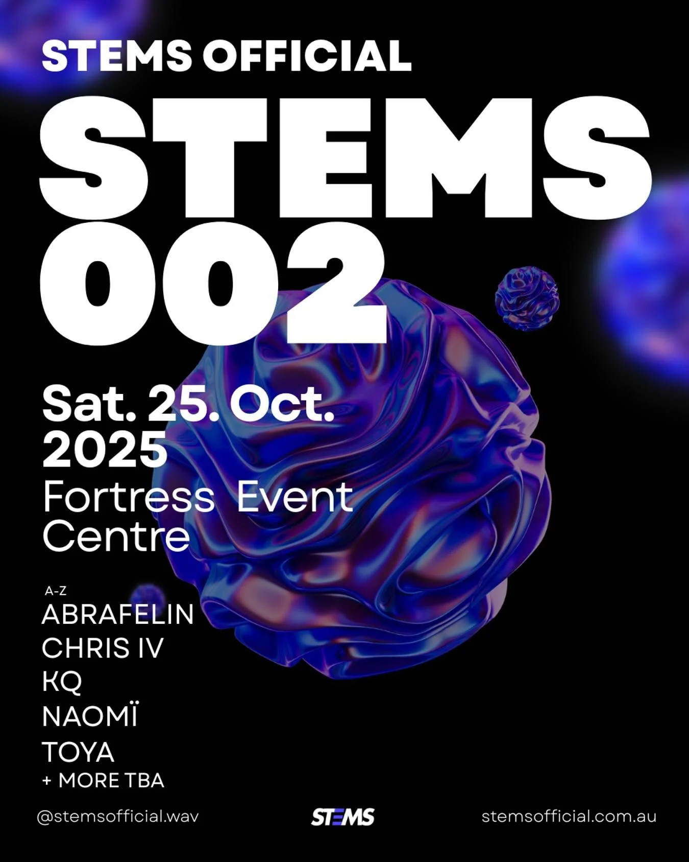 Sydney, it&rsquo;s time to party!  STEMS002 lands Saturday 25 October at Fortress Event Centre. 
⚠️ Sign-ups for ticket access close tonight at 12AM AEST. 🎟 Presale drops Monday 6PM AEST. 🚨 General release goes live Tuesday 6PM AEST. 
Lock it in.  