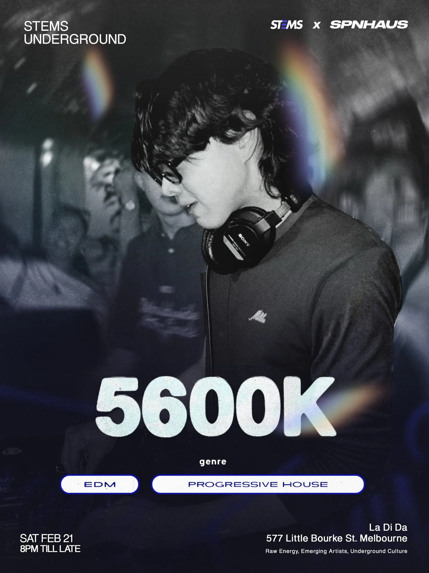 5600K made the room bounce last time with @spnhaus in Naarm and he&rsquo;s looking to bring more energy tonight ⚡️
Catch him at La Di Da at 10:30PM tonight 🌟

Final release tickets in bio! 🎟️