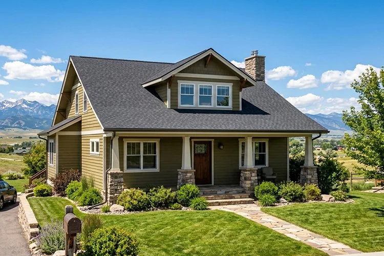 Craftsman home with a new charcoal shingle roof in Great Falls, Montana
