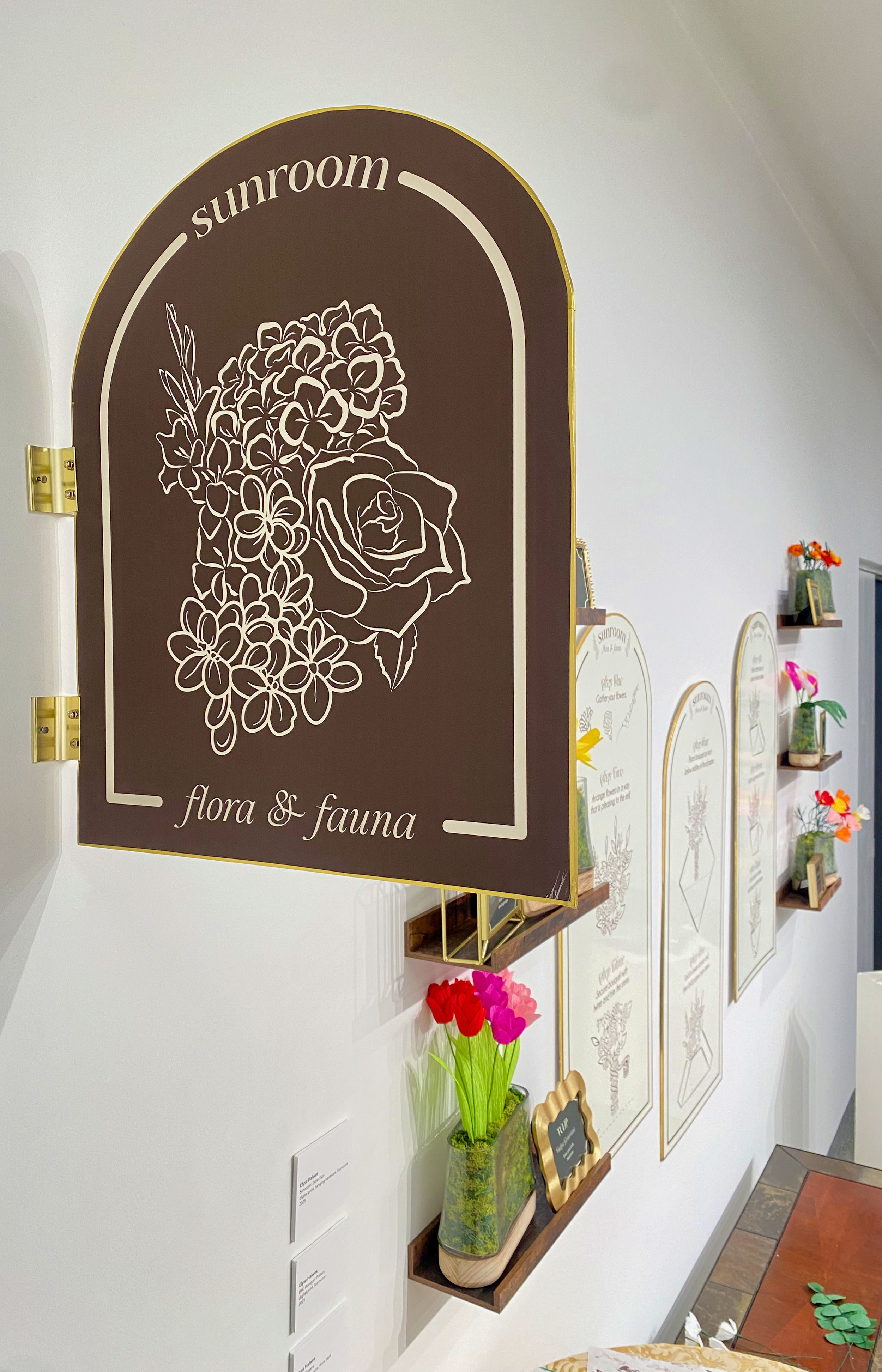 Sunroom Store Sign
digital print, foam board, gold foil tape, hanging hardware
29.5 in x 37 in
2025