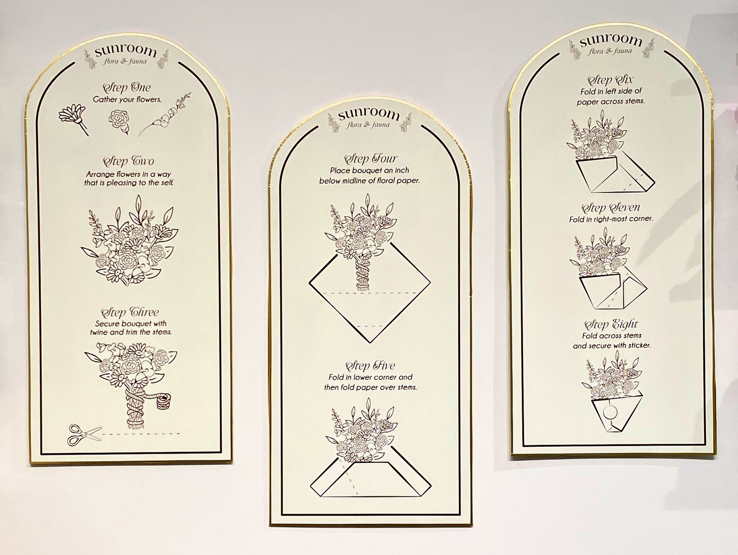 Sunroom: BYO Bouquet Posters
digital print, foam board, gold foil tape
19 in x 40 in