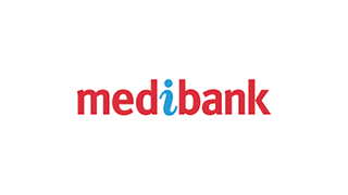 Medibank logo with red text and a blue lowercase 'i' in the center.
