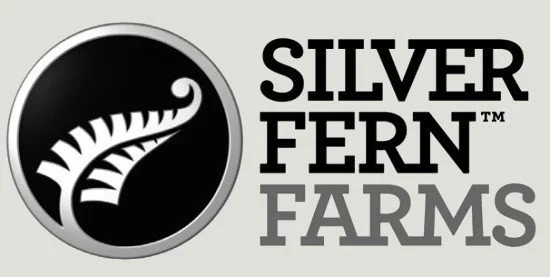 Silver Fern Farms logo with a black and white fern leaf inside a circular emblem and the company name to the right.