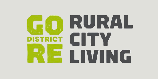Graphic with text reading 'GO RE District' in green and gray, and 'Rural City Living' in black, on a light background.