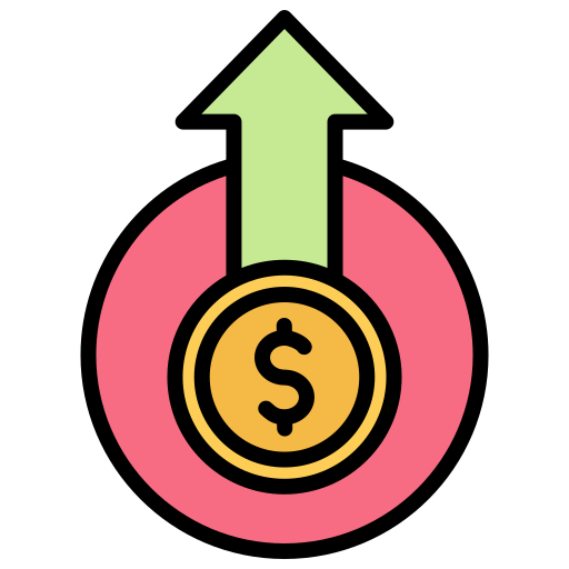 Economics or financial growth concept featuring a dollar coin and an upward arrow.