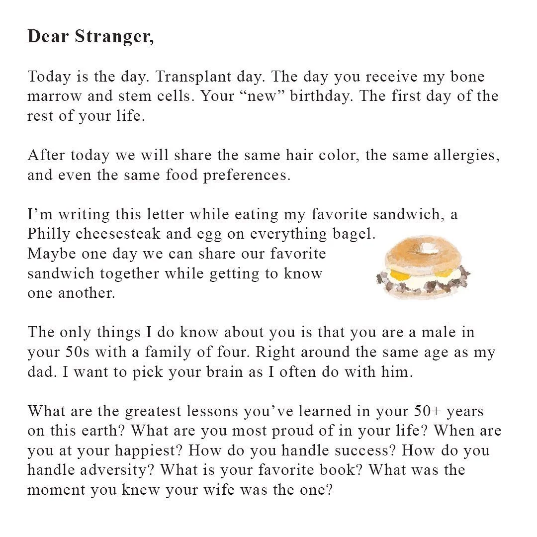 &ldquo;It ain&rsquo;t about the amount of years, it&rsquo;s about the amount of love.&rdquo; 
&bull;
Find out more about bone marrow donations at bethematch.org.
&bull;
&bull;
#stranger #writing #writingcommunity #bethematch #bonemarrow #bonemarrowtr