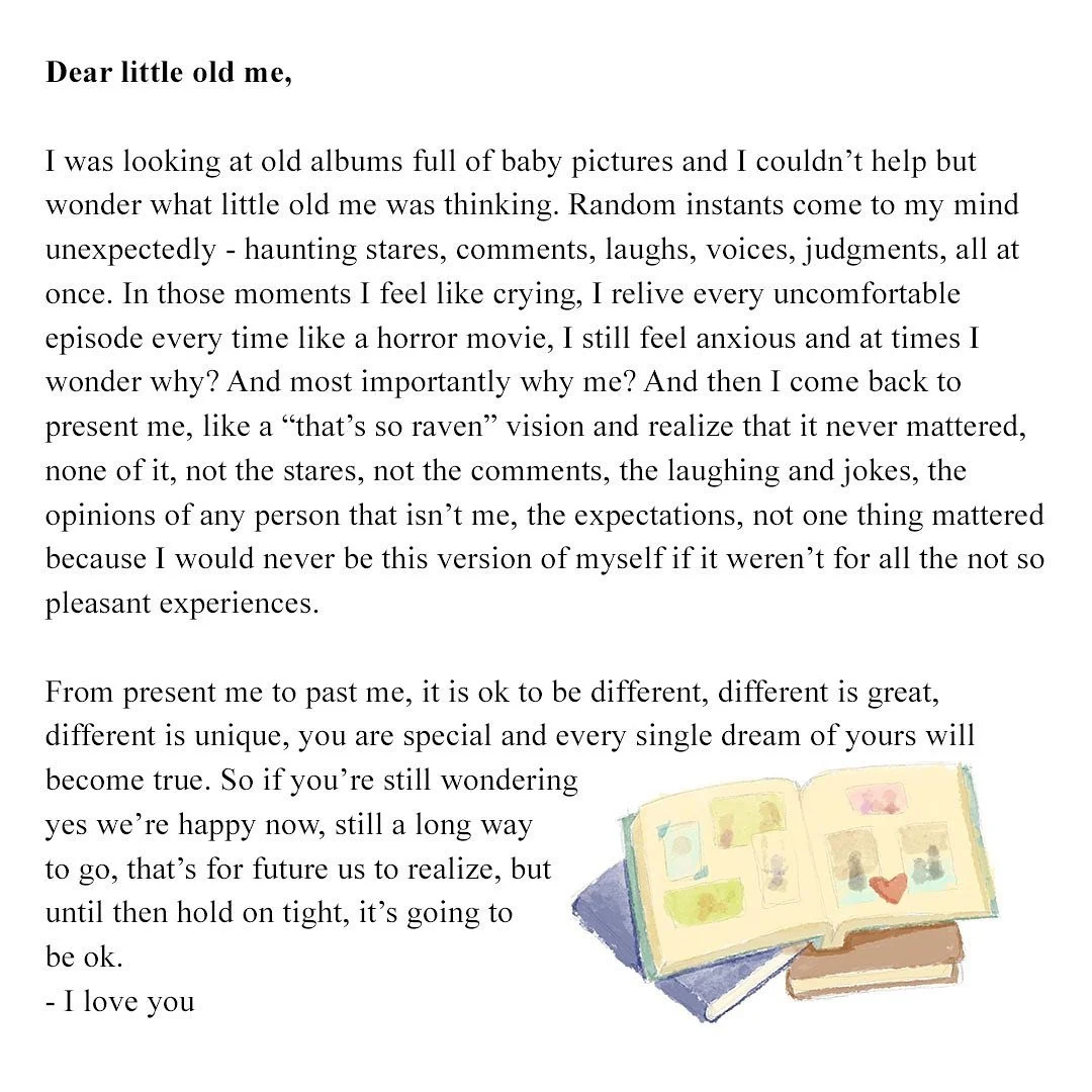 different is, indeed, great. a lovely reminder of how much we grow. x