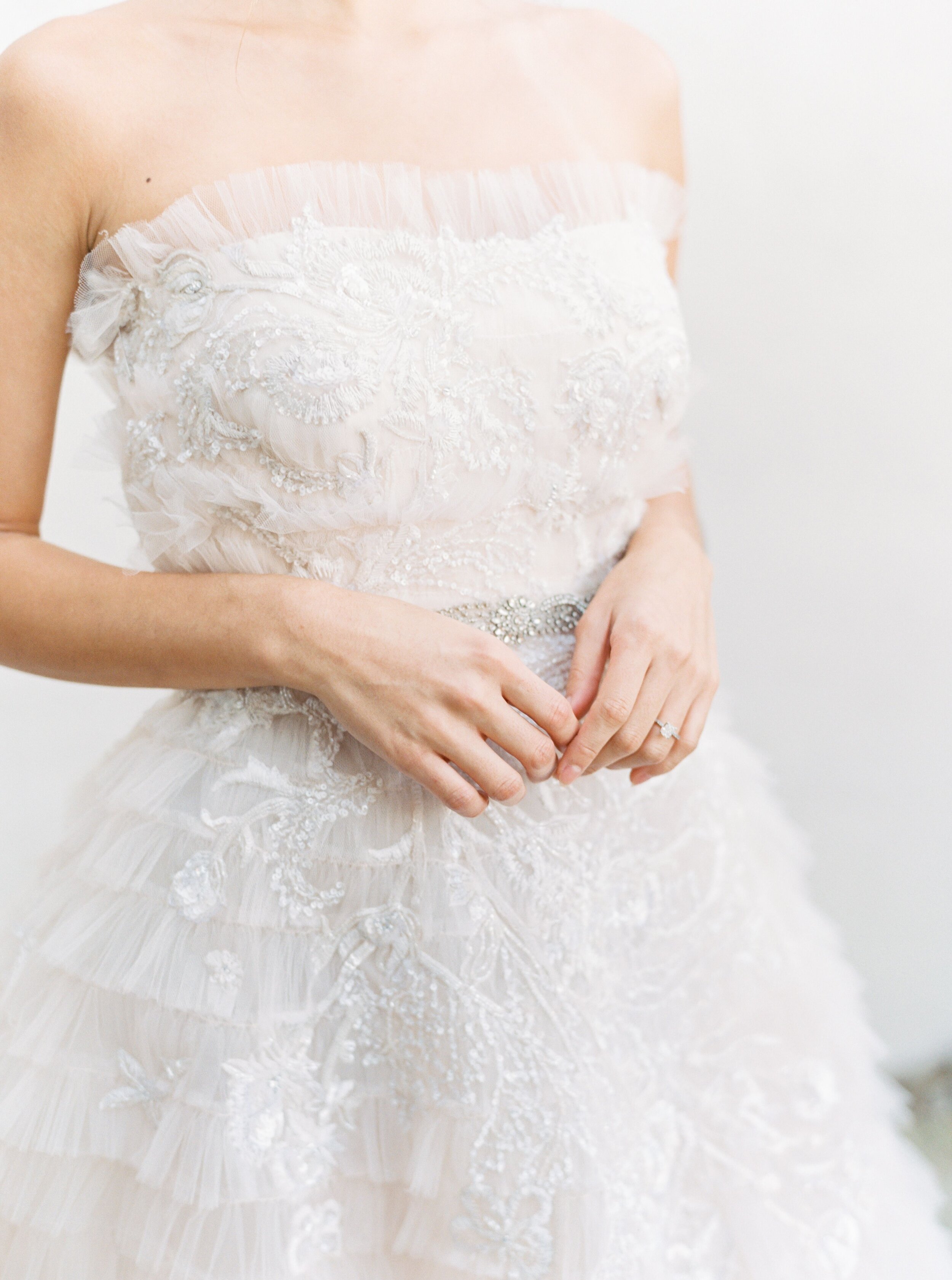 Elopement photo shoot featuring A’sha Hall in a strapless Zuhair Murad gown styled by Elite Pour La Vie at Hotel Domestique in Travelers Rest, SC. Photography by Lauren Fair, with hair and makeup by Latia Curtis Fine Art Beauty. Model Ursula Wiedmann