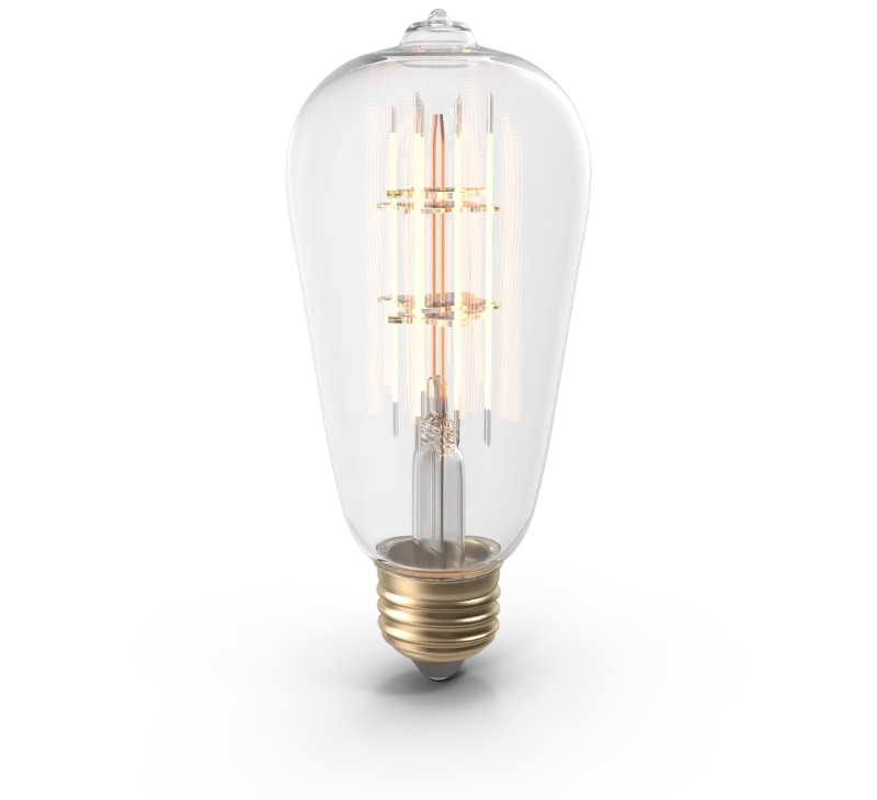 A vintage-style Edison incandescent light bulb with a visible filament