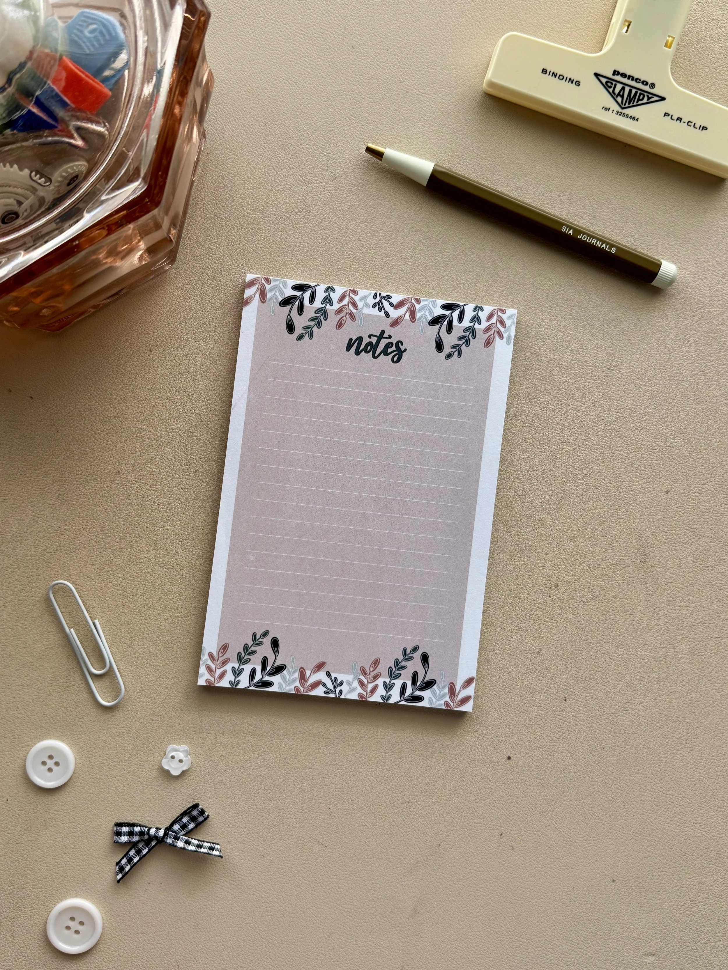 floral lined notepad